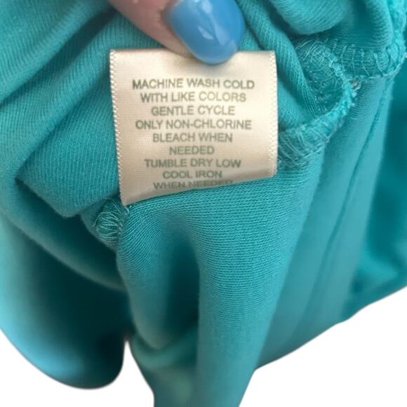 Blair Knit Lounge Dress L Teal Embroidered‎ Bike Graphic Pockets Coastal - Picture 8 of 8